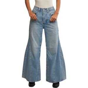 We the Free Eden Slouchy Wide Leg Denim Jeans Button Fly Sz 27S NWT